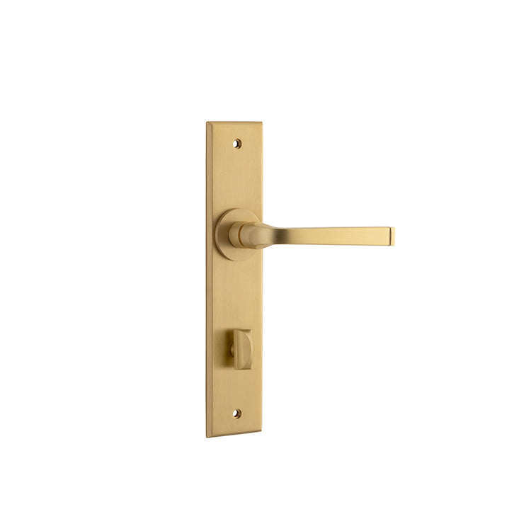 Iver Door Lever Annecy Chamfered Privacy Pair Brushed Brass CTC85mm L117xP65mm BPH240xW50mm