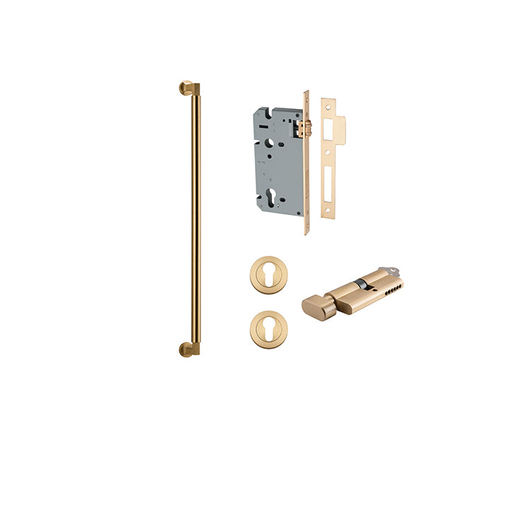 Iver Pull Handle Berlin Brushed Brass CTC600mm Key / Thumb Entrance Kit