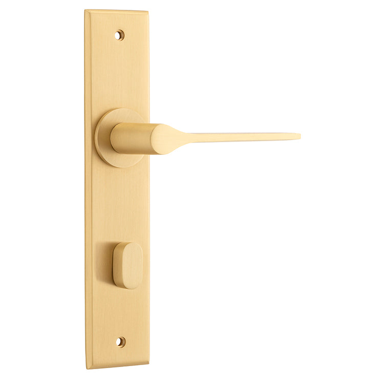 Iver Door Lever Como Chamfered Privacy Pair Brushed Brass CTC85mm L119xP61mm BPH240xW50mm