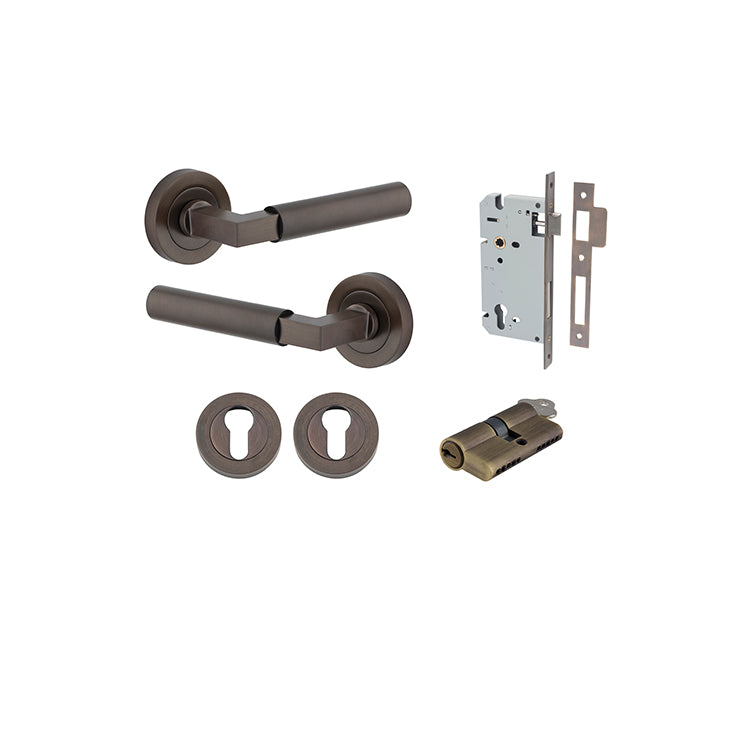 Iver Door Lever Berlin Rose Round Signature Brass Key / Key Entrance Kit