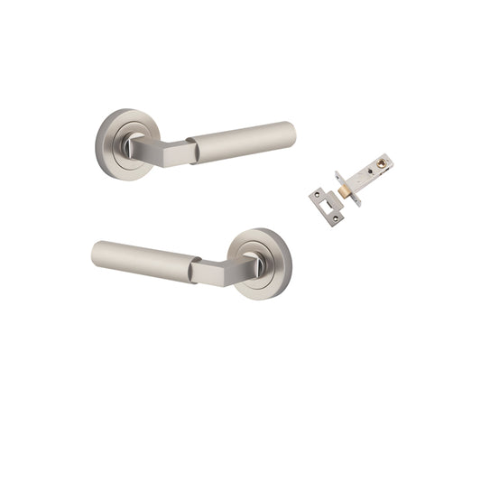 Iver Door Lever Brunswick Rose Round Satin Nickel Passage Kit