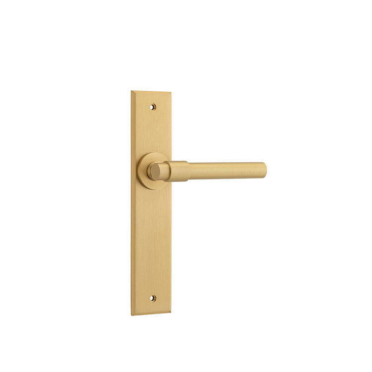 Iver Door Lever Helsinki Chamfered Latch Pair Brushed Brass L137xP60mm BPH240xW50mm