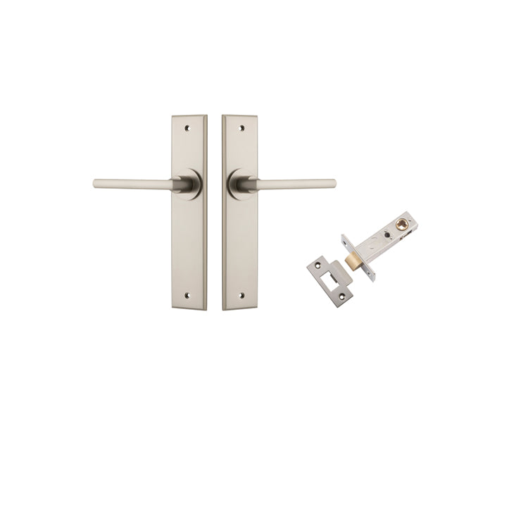 Iver Door Lever Baltimore Chamfered Satin Nickel Passage Kit