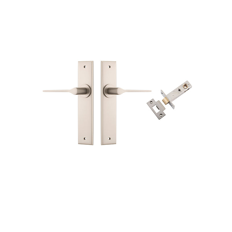 Iver Door Lever Como Chamfered Satin Nickel Passage Kit