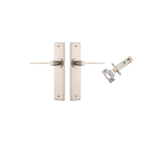 Iver Door Lever Como Chamfered Satin Nickel Passage Kit