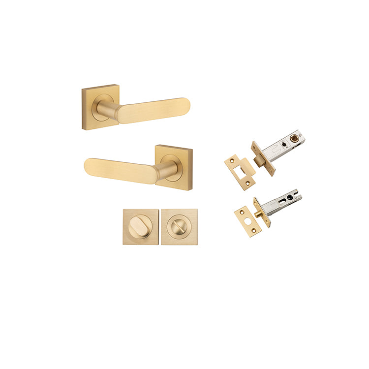 Iver Door Lever Bronte Rose Square Brushed Brass Privacy Kit