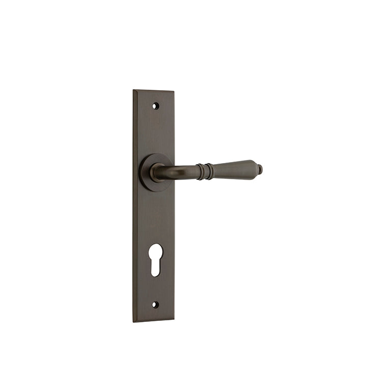 Iver Door Lever Sarlat Chamfered Euro Pair Signature Brass CTC85mm L111xP55mm BPH240xW50mm