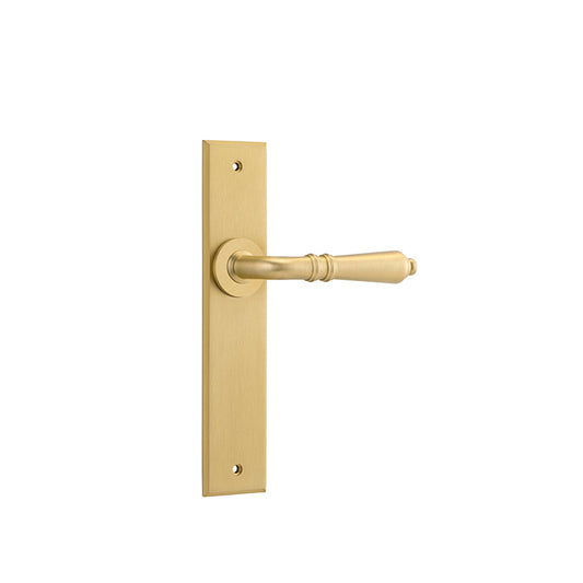 Iver Door Lever Sarlat Chamfered Latch Pair Brushed Gold PVD L111xP55mm BPH240xW50mm