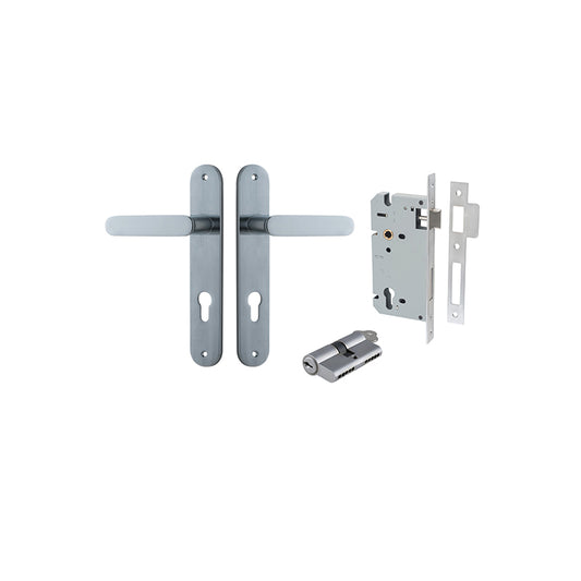 Iver Door Lever Bronte Oval Brushed Chrome Key / Key Entrance Kit