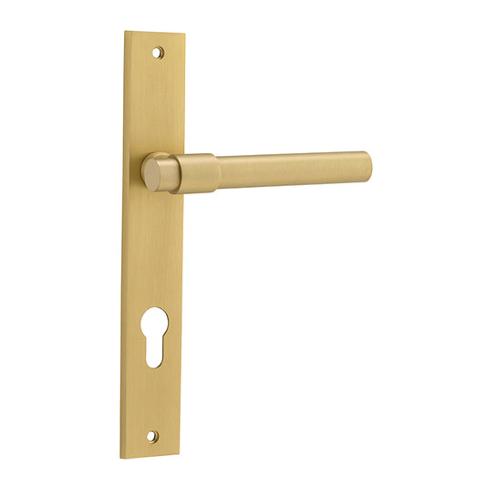 Iver Door Lever Helsinki Rectangular Euro Pair Brushed Gold PVD CTC85mm L137xP58mm BPH240xW38mm