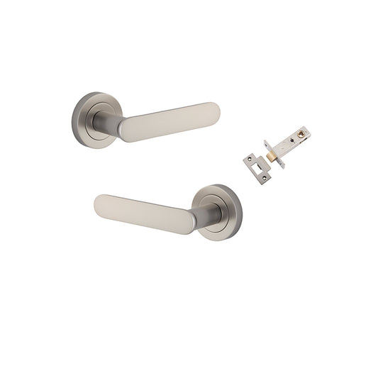 Iver Door Lever Bronte Rose Round Satin Nickel Passage Kit