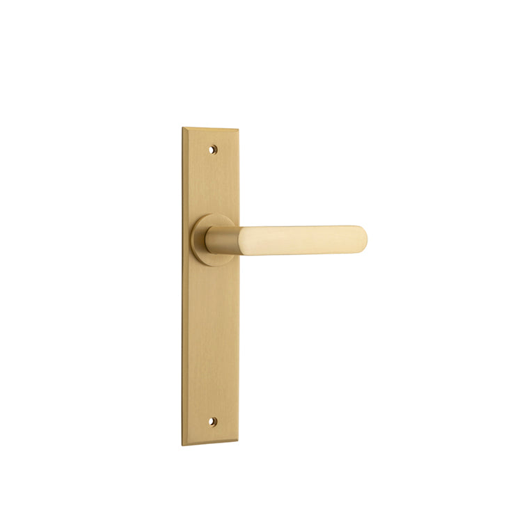 Iver Door Lever Osaka Chamfered Latch Pair Brushed Brass L120xP54mm BPH240xW50mm