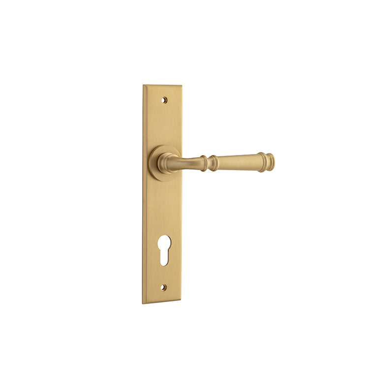 Iver Door Lever Verona Chamfered Euro Pair Brushed Brass CTC85mm L122xP58mm BPH240xW50mm