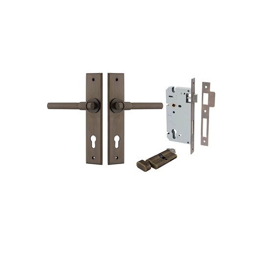 Iver Door Lever Helsinki Chamfered Signature Brass Key / Thumb Entrance Kit