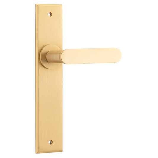 Iver Door Lever Bronte Chamfered Latch Pair Brushed Brass L117xP55mm BPH240xW50mm