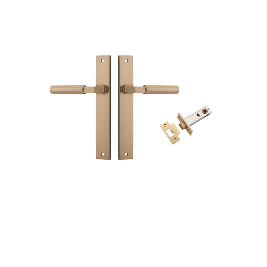 Iver Door Lever Berlin Rectangular Brushed Brass Passage Kit