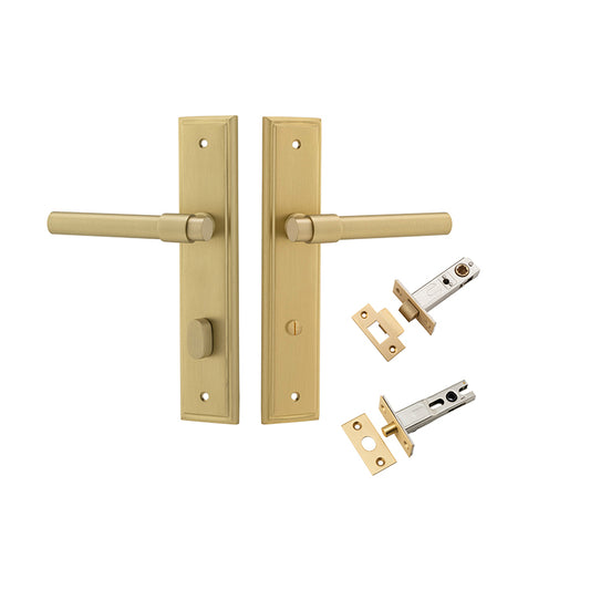 Iver Door Lever Helsinki Stepped Brushed Gold PVD Privacy Kit