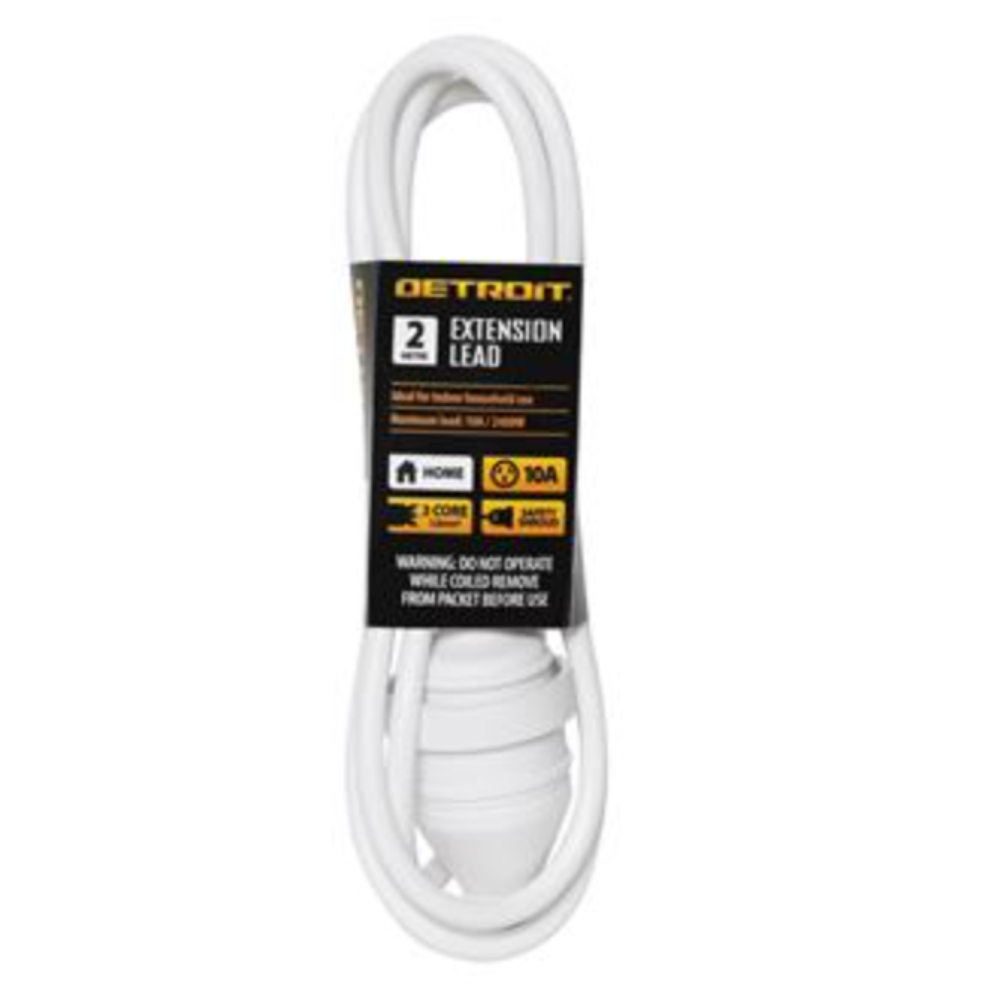 Detroit Extension Lead Domestic 10A 2m- White