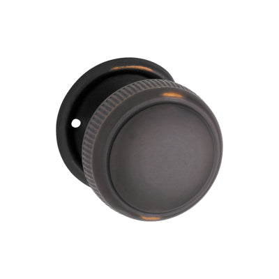 Tradco Door Knob Milled Edge Round Rose Pair Antique Copper D52xP48mm BP52mm