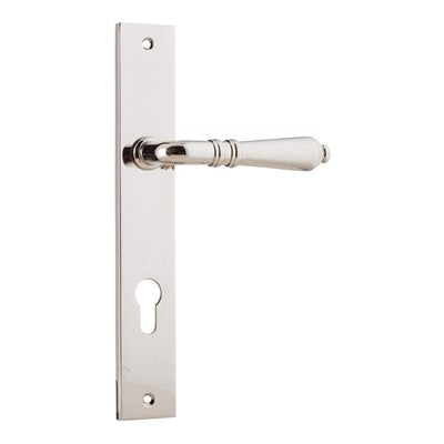 Iver Door Lever Sarlat Rectangular Euro Pair Polished Nickel CTC85mm L111xP53mm BPH240xW38mm