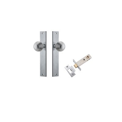 Iver Door Knob Guildford Rectangular Brushed Chrome Passage Kit