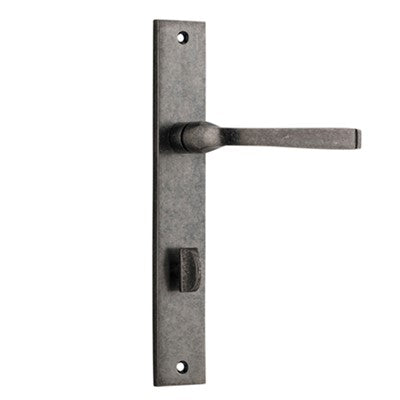 Iver Door Lever Annecy Rectangular Privacy Pair Distressed Nickel CTC85mm L117xP63mm BPH240xW38mm