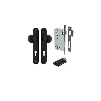 Iver Door Knob Guildford Oval Matt Black Key / Key Entrance Kit