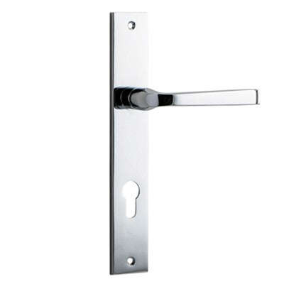 Iver Door Lever Annecy Rectangular Euro Pair Polished Chrome CTC85mm L117xP63mm BPH240xW38mm