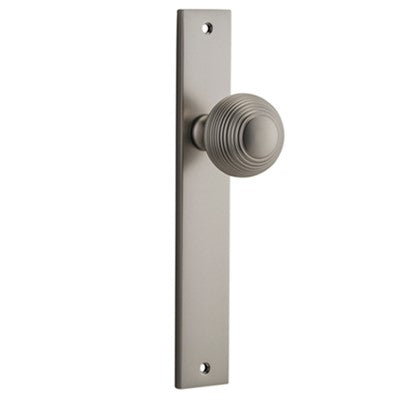 Iver Door Knob Guildford Rectangular Latch Pair Satin Nickel D52xP72mm BPH240xW38mm