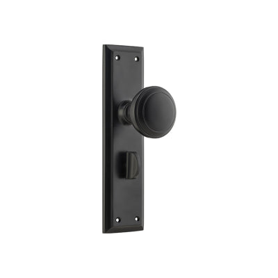 Tradco Door Knob Milton Privacy Pair Matt Black H200xW50xP73mm with privacy adaptor