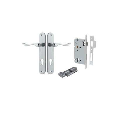 Iver Door Lever Stirling Oval Brushed Chrome Key / Thumb Entrance Kit