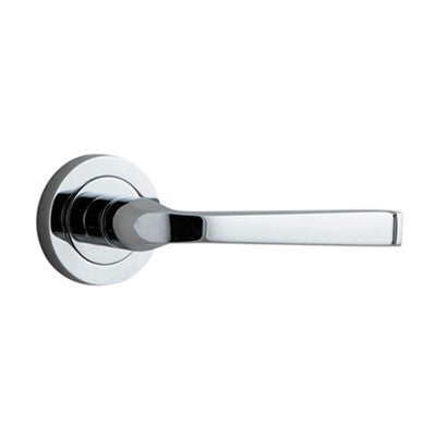 Iver Door Lever Annecy Rose Round Concealed Fix Pair Polished Chrome L117xP66mm BPD52mm