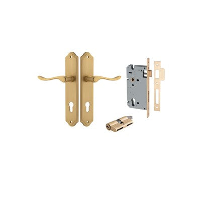 Iver Door Lever Stirling Shouldered Brushed Brass Key / Key Entrance Kit