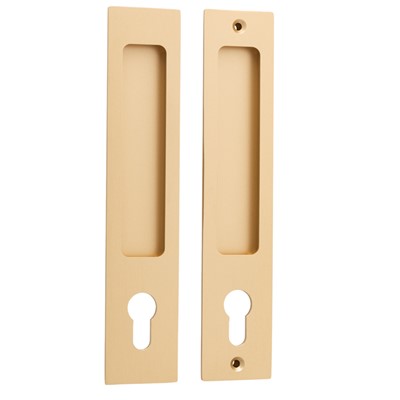 Iver Sliding Door Pull Rectangular Euro Pair Brushed Brass H225xW45xP2.5mm