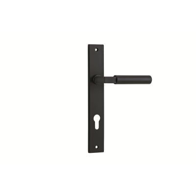 Iver Door Lever Berlin Rectangular Euro Pair Matt Black CTC85mm L120xP57mm BPH240xW38mm