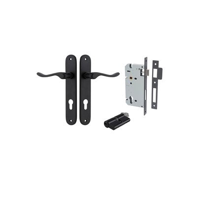 Iver Door Lever Stirling Oval Matt Black Key / Key Entrance Kit