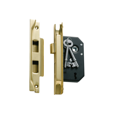 Tradco Mortice Lock 3 Lever Rebated Polished Brass CTC57mm Backset 44mm