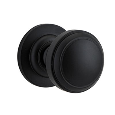 Iver Door Knob Paddington Rose Round Concealed Fix Pair Matt Black D55xP68mm BPD58mm