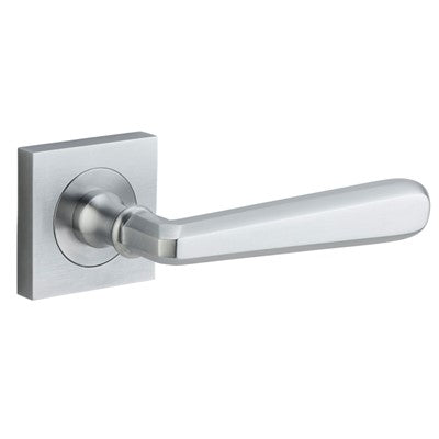 Iver Door Lever Copenhagen Rose Square Concealed Fix Pair Brushed Chrome L120xP60mm BPH52xW52mm