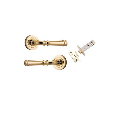 Iver Door Lever Verona Rose Round Polished Brass Passage Kit