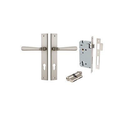 Iver Door Lever Copenhagen Rectangular Satin Nickel Key / Key Entrance Kit