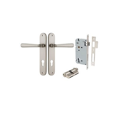 Iver Door Lever Copenhagen Oval Satin Nickel Key / Key Entrance Kit