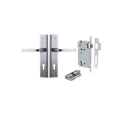 Iver Door Lever Annecy Stepped Brushed Chrome Key / Key Entrance Kit