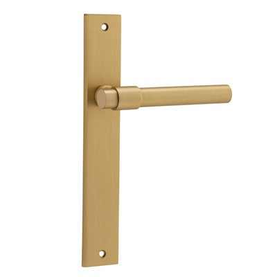 Iver Door Lever Helsinki Rectangular Latch Pair Brushed Brass L137xP58mm BPH240xW38mm