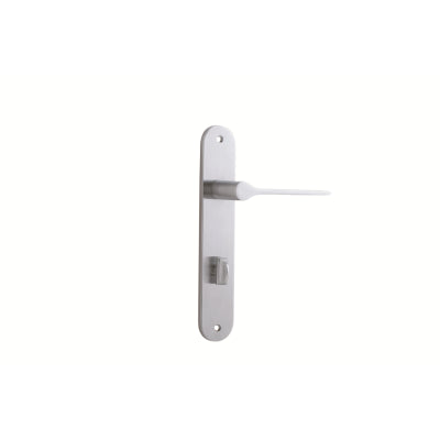 Iver Door Lever Como Oval Privacy Pair Brushed Chrome CTC85mm L119xP59mm BPH240xW40mm