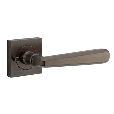 Iver Door Lever Copenhagen Rose Square Signature Brass Inbuilt Privacy Kit