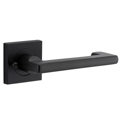 Iver Door Lever Baltimore Return Rose Square Matt Black Inbuilt Privacy Kit