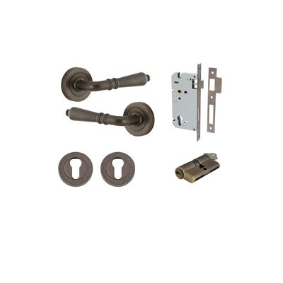 Iver Door Lever Sarlat Rose Round Signature Brass Key / Key Entrance Kit