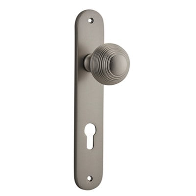 Iver Door Knob Guildford Oval Euro Pair Satin Nickel CTC85mm D52xP72mm BPH240xW40mm