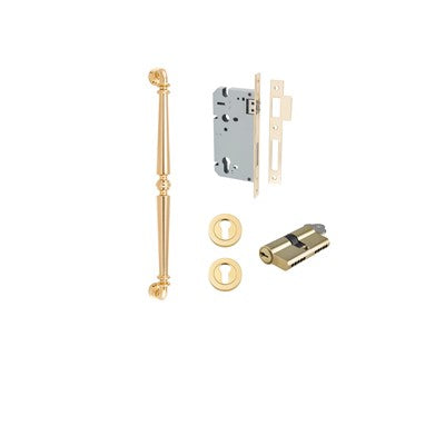 Iver Pull Handle Sarlat Polished Brass CTC450mm Key / Key Entrance Kit